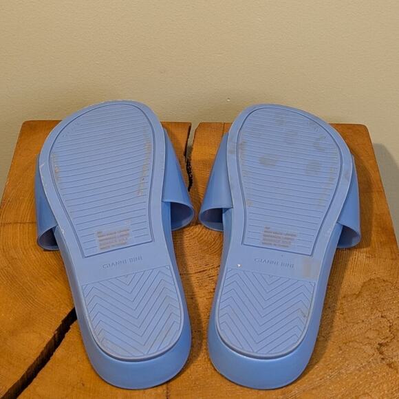 Gianni Bini Slides Blue Jelly Pool Beach Vacation Travel Pop of Color - Size 8 - Picture 3 of 5
